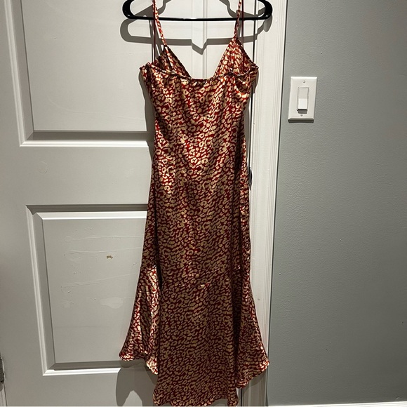 PrettyLittleThing Red Leopard Pront Ruffled High Low Dress - US8 - Picture 4 of 6